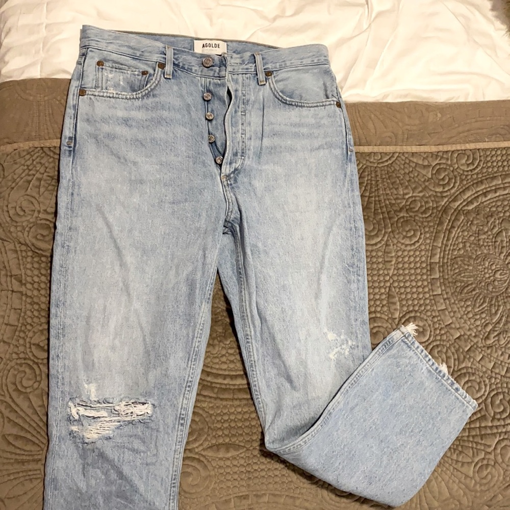 AGOLDE RILEY HIGH RISE STRAIGHT CROP SZ 28